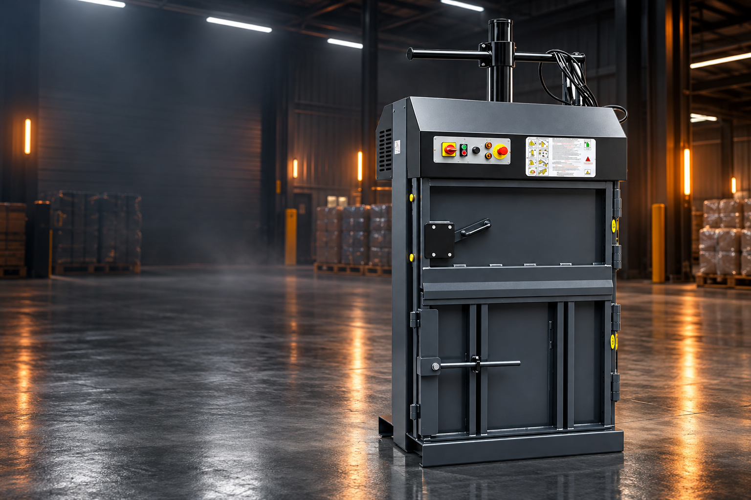 PRH60 vertical baler displayed in an industrial setting